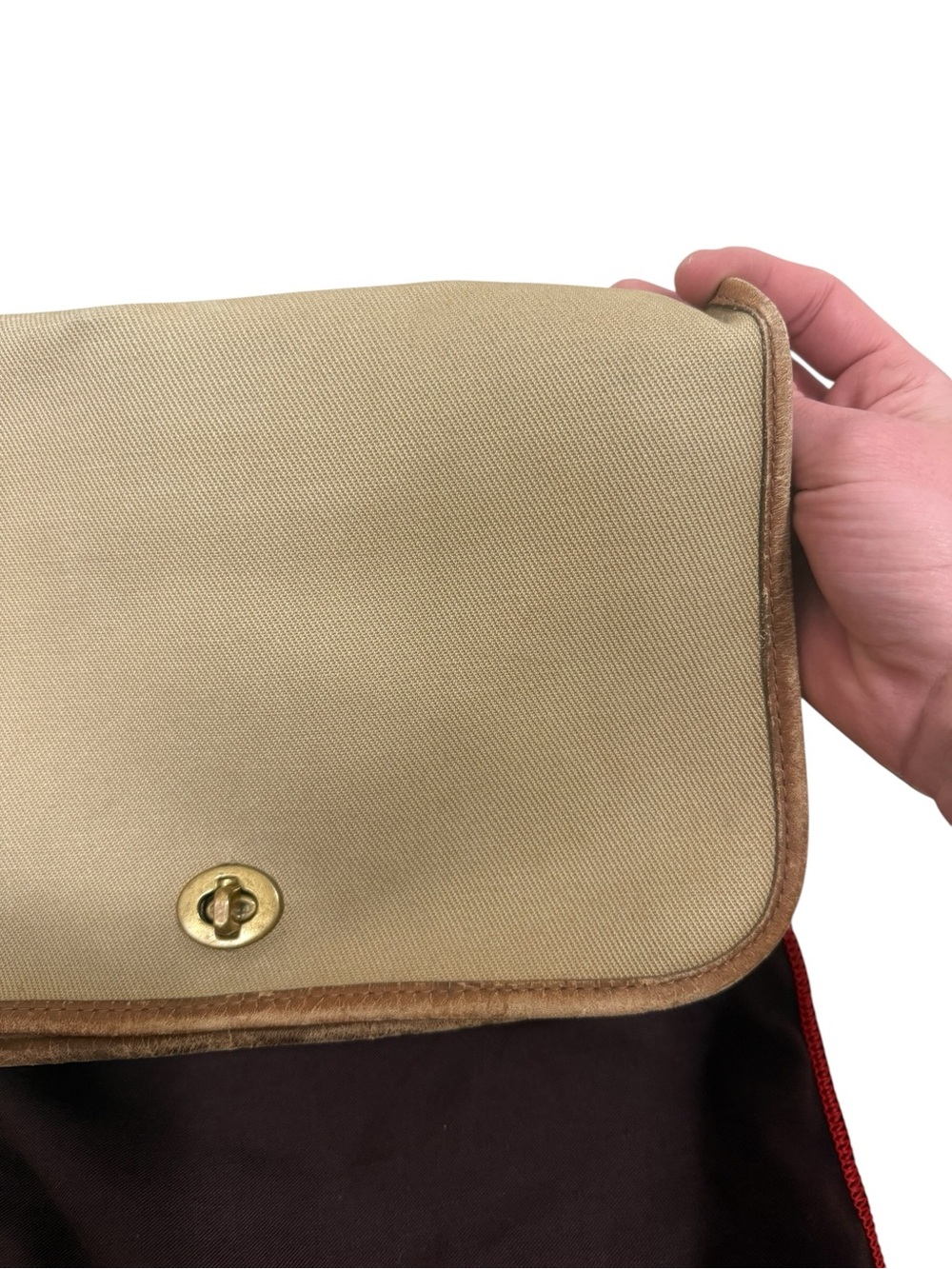 RARE Vintage Coach 70s Convertible Clutch Twill NYC Creed Leather Trim Used - Picture 3 of 16